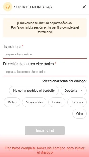 Suporte do Winity Casino
